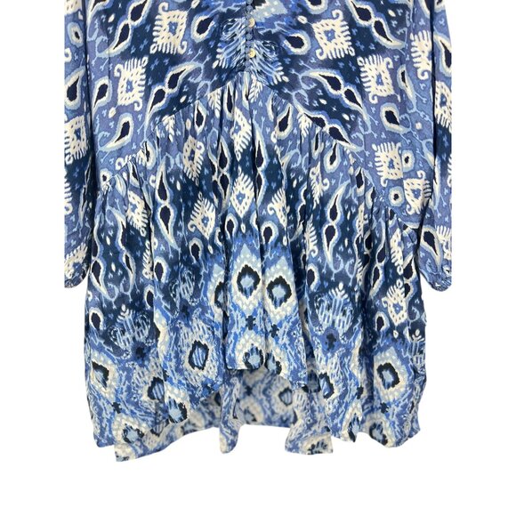 Avenue Womens Blue & White Boho Tunic Top With Button Details Size 22/24 - Picture 8 of 16